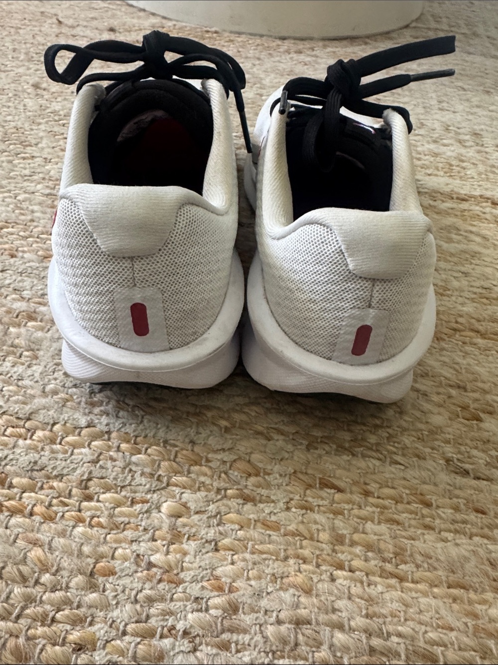 Nike White Sneakers with Red Swoosh and Black Laces - Picture 3 of 5